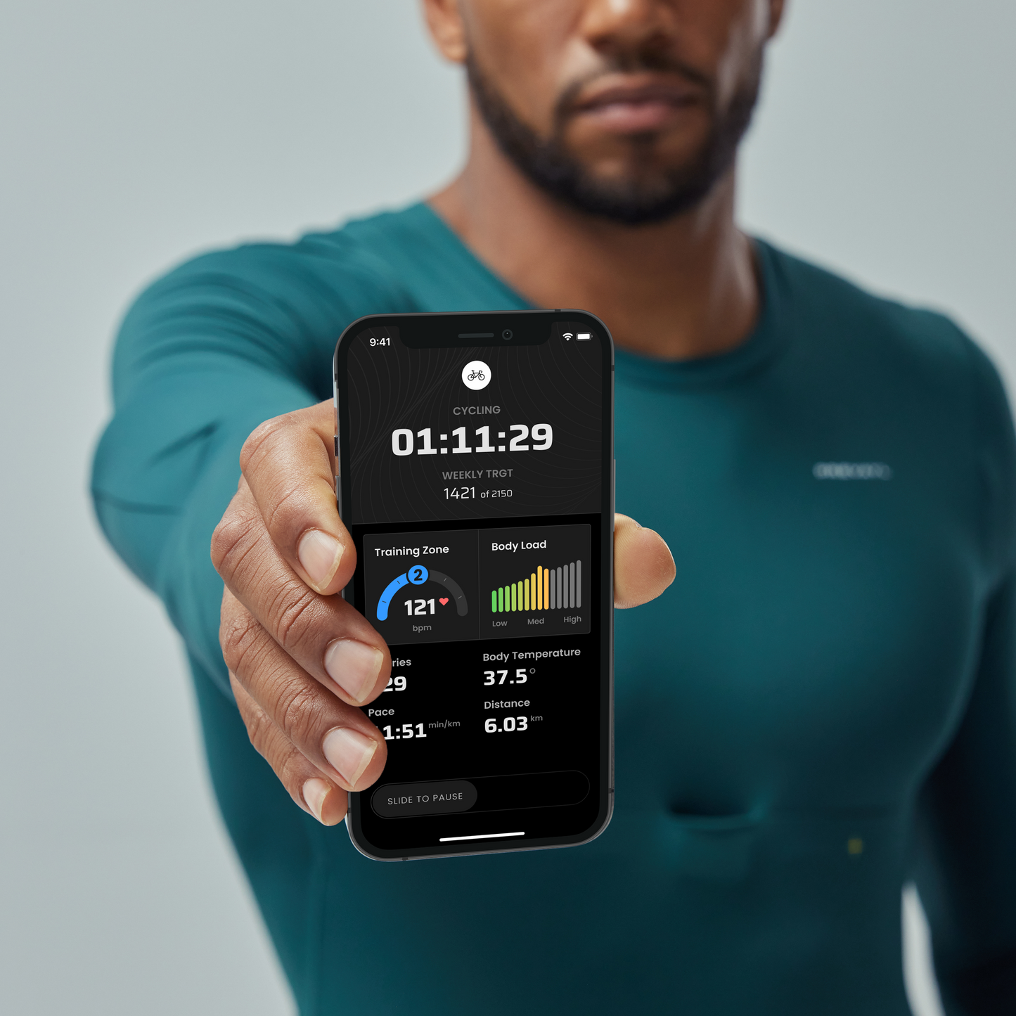 Men's Smart Compressive Fit Long Sleeve T-Shirt - Pine Green