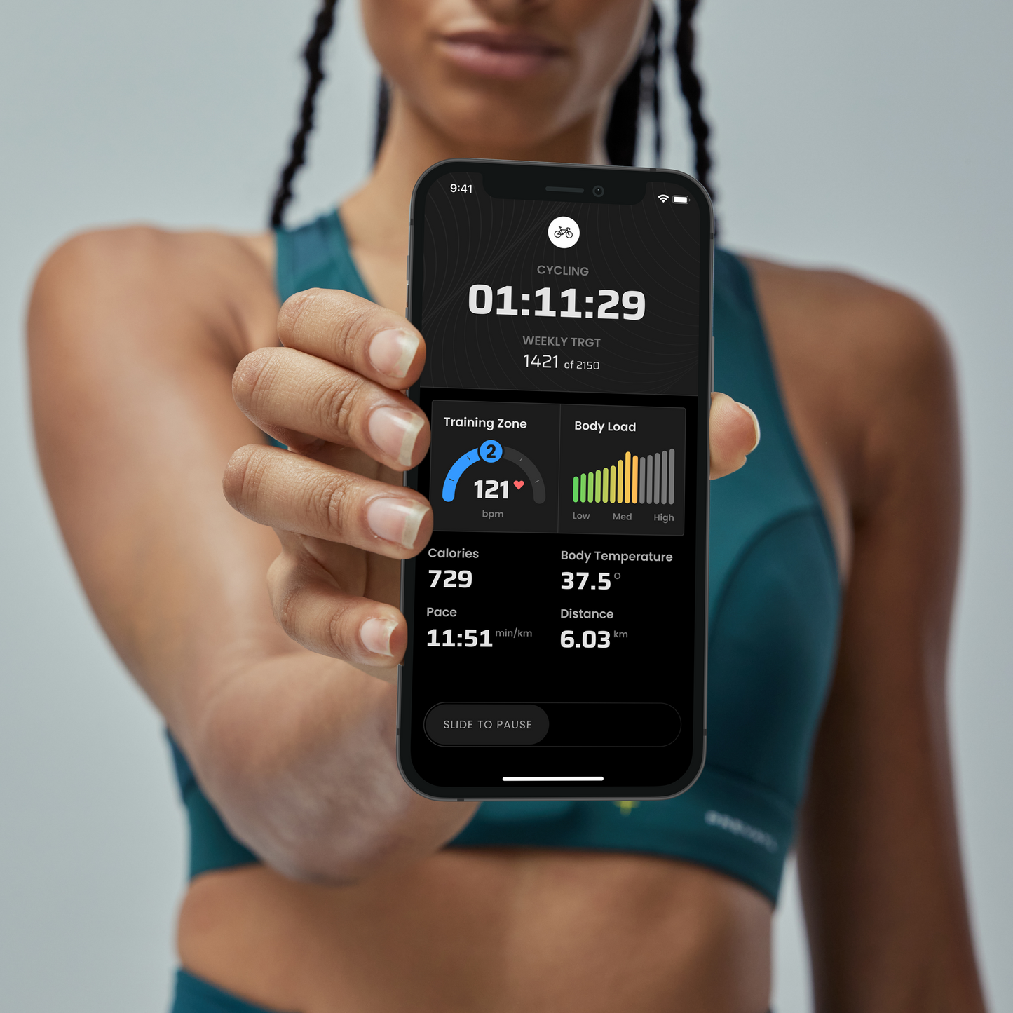 Smart Training Pack: Sensor + App + Pine Green Adjustable Smart Bra - Medium Impact