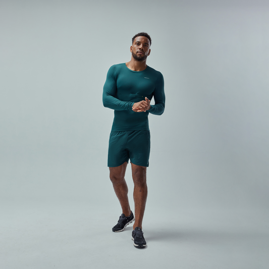 Men's Smart Compressive Fit Long Sleeve T-Shirt - Pine Green