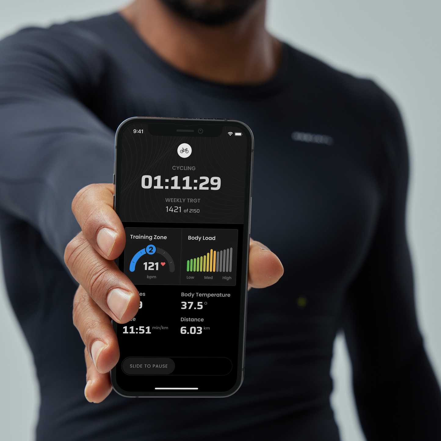 Smart Training Pack: Sensor + App + Black Smart Long-Sleeve T-Shirt - Compressive Fit