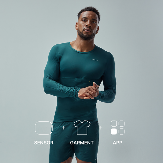 Smart Training Pack: Sensor + App + Pine Green Smart Long-Sleeve T-Shirt - Compressive Fit